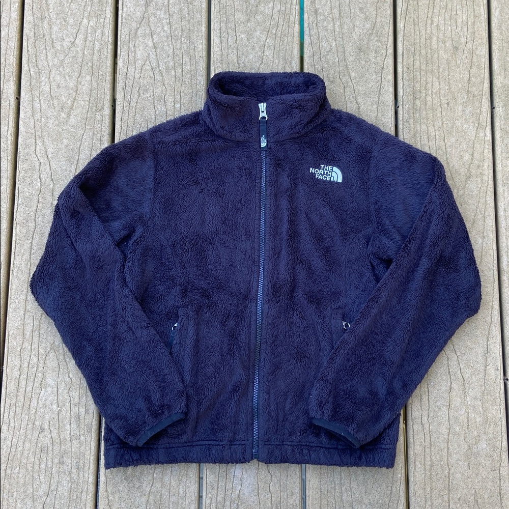 The North Face Black Full Zip Fleece Jacket Girls Size Medium 10/12  w/Pockets
